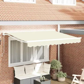    Behúzható napellenző Krém 300 x 200 cm Poliészter és fém