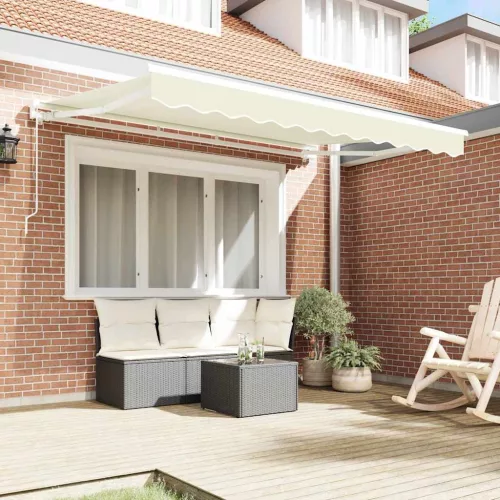  Behúzható napellenző Krém 300 x 200 cm Poliészter és fém