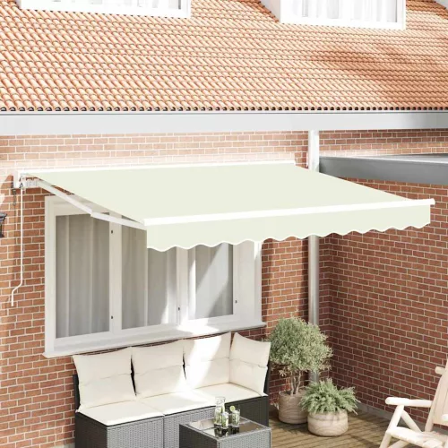  Behúzható napellenző Krém 300 x 200 cm Poliészter és fém
