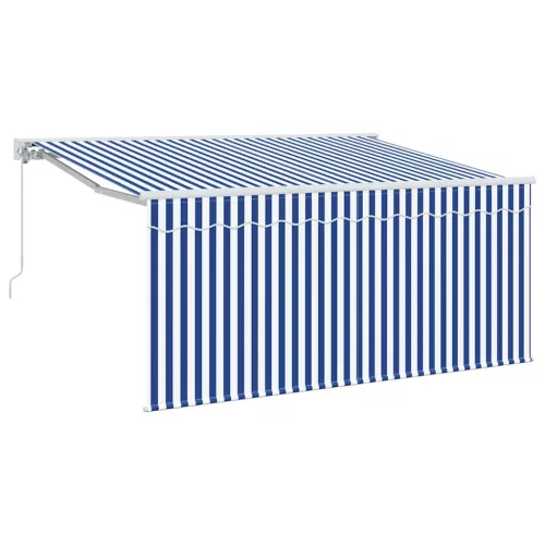 Behúzható napellenző Kék és Fehér 300 x 200 cm
