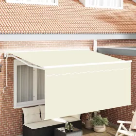    Behúzható napellenző Krém 300 x 200 cm Pamut és Alumínium