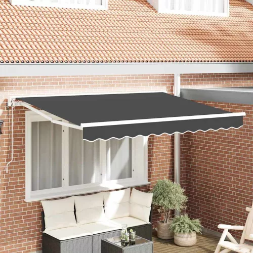  Behúzható napellenző Antracit 300 x 200 cm Poliészter és fém