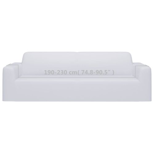  3-személyes fehér sztreccs poliészterdzsörzé kanapé-védőhuzat