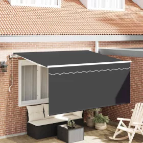    Behúzható napellenző Antracit 300 x 200 cm Pamut és Alumínium