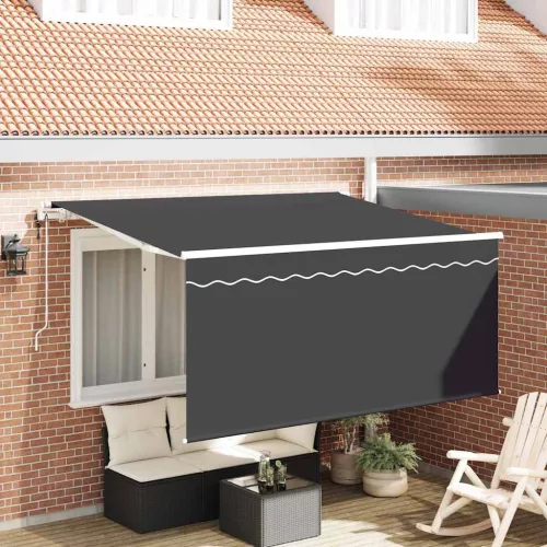  Behúzható napellenző Antracit 300 x 200 cm Pamut és Alumínium