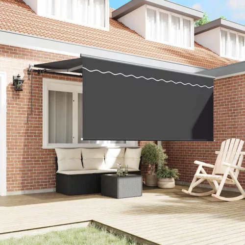  Behúzható napellenző Csíkos Antracit 300 x 200 cm szövet
