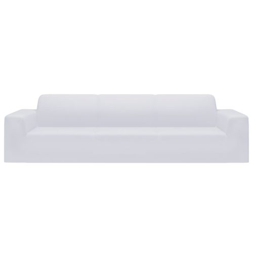  4-személyes fehér sztreccs poliészterdzsörzé kanapé-védőhuzat