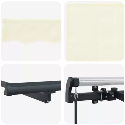  Behúzható napellenző Krém 350 x 200 cm Pamut és Alumínium