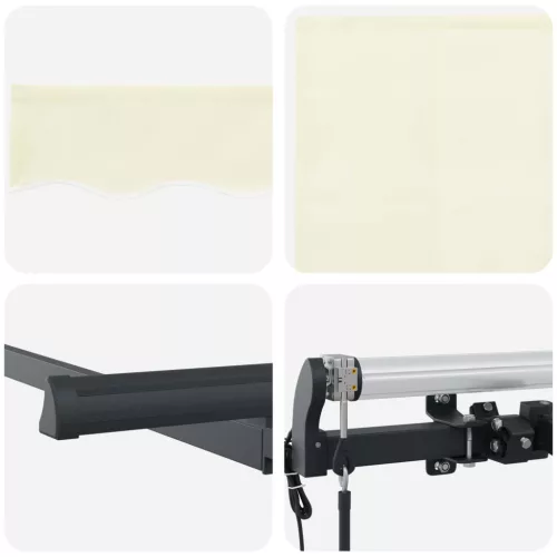  Behúzható napellenző Krém 400 x 200 cm Pamut és Alumínium