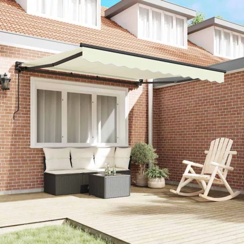  Behúzható napellenző Krém 300 x 250 cm Poliészter és fém