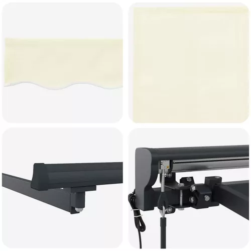  Behúzható napellenző Krém 300 x 250 cm Pamut és Alumínium