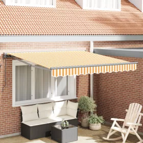  Behúzható napellenző Sárga és Fehér 300x250 cm