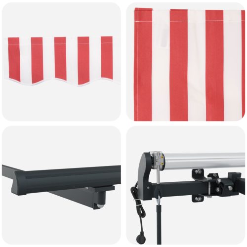  Automatikus Behúzható Napellenző Piros és Fehér 300x250 cm