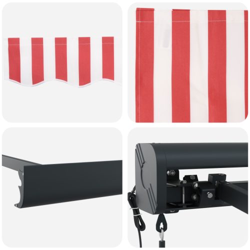  Automatikus Behúzható Napellenző Piros és Fehér Csíkos 300x250 cm