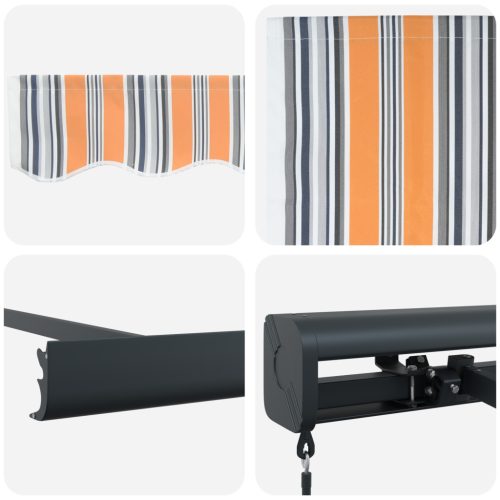  Kézi Behúzható Napellenző Többszínű Csík 300x250 cm