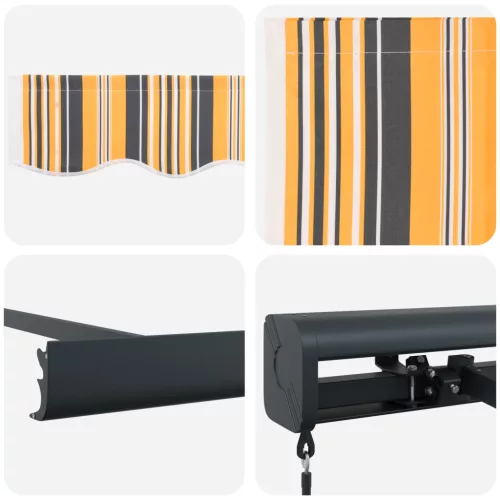  Manuális Behúzható Napellenző Többszínű csík 300x250 cm