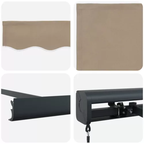  Behúzható napellenző Bézs 300 x 250 cm Szövet és Fém