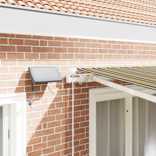  Behúzható napellenző Zöld és sárga 300 x 250 cm Szövet és Acél