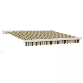    Behúzható napellenző Zöld és Sárga 300 x 250 cm Szövet és Fém
