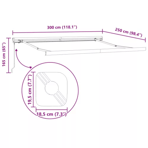  Behúzható napellenző Zöld és Sárga 300 x 250 cm Szövet és Fém