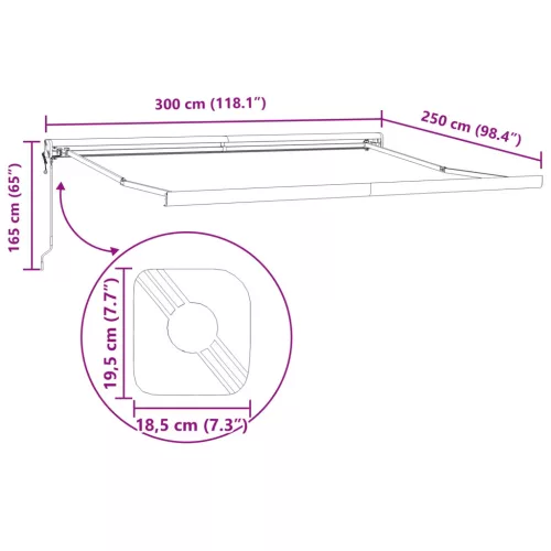  Napernyő Zöld és Sárga 300 x 250 x 165 cm Pamut és Alumínium