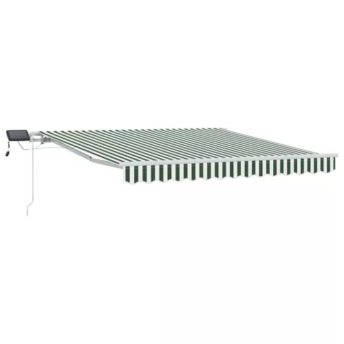  Behúzható napellenző Zöld és Fehér 300 x 250 cm Szövet és Acél