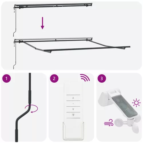  Behúzható napellenző Zöld és Fehér 300 x 250 cm