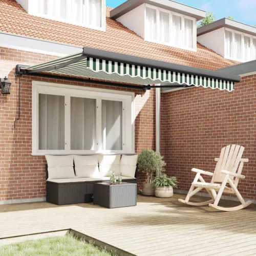  Napernyő Zöld és Fehér 300 x 250 x 165 cm Pamut és Alumínium