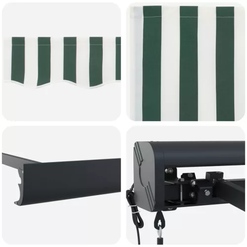  Napernyő Zöld és Fehér 300 x 250 x 165 cm Pamut és Alumínium