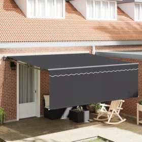    Behúzható napellenző Narancs és fehér 350x250 cm Poliészter