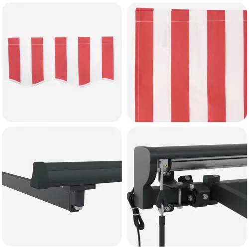  Behúzható napellenző Piros és fehér csíkos 350x250 cm