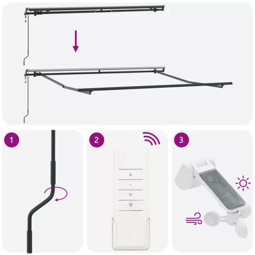  Automatikus Behúzható Napellenző Csíkos 350x250 cm