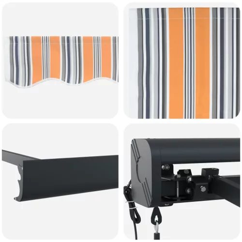  Automatikus Behúzható Ernyő Többszínű Csík 350x250 cm