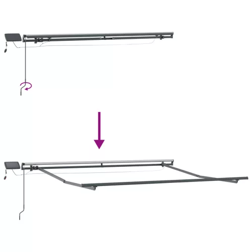  Kézi behúzható napellenző LED színes csíkkal 350x250 cm