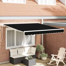  Kézi Behúzható Napellenző Fekete 350x250 cm