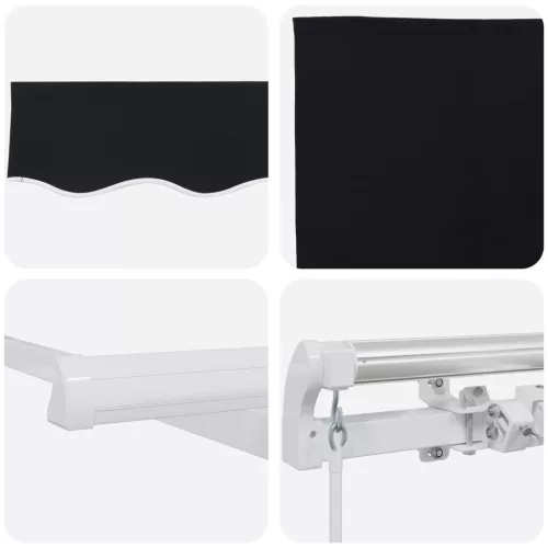  Kézi Behúzható Napellenző Fekete 350x250 cm