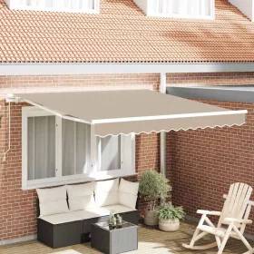    Behúzható napellenző Bézs 350 x 250 cm Pamut és Alumínium