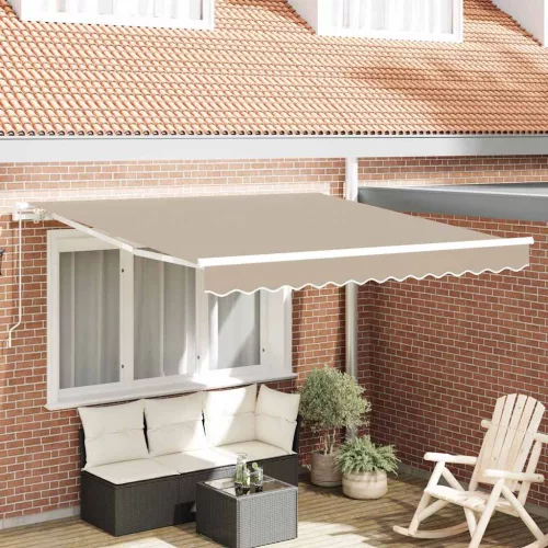  Behúzható napellenző Bézs 350 x 250 cm Pamut és Alumínium