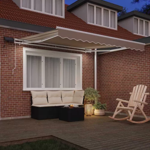  Behúzható napellenző Bézs 350 x 250 cm Szövet és Acél