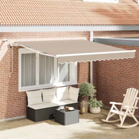    Behúzható napellenző Bézs 350 x 250 cm Poliészter és fém