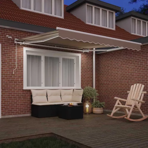  Behúzható napellenző Bézs 350 x 250 cm Poliészter és fém