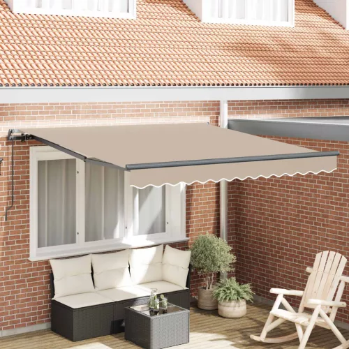  Behúzható napellenző Bézs 350 x 250 cm Poliészter és acél