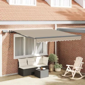    Behúzható napellenző LED -es lámpákkal Bézs 350 x 250 cm szövet