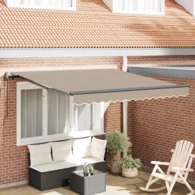    Behúzható napellenző Bézs 350 x 250 cm Szövet és Alumínium