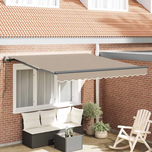  Behúzható napellenző Bézs 350 x 250 cm Szövet és Alumínium