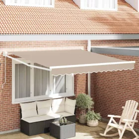    Behúzható napellenző Bézs 350 x 250 cm Pamut és Alumínium
