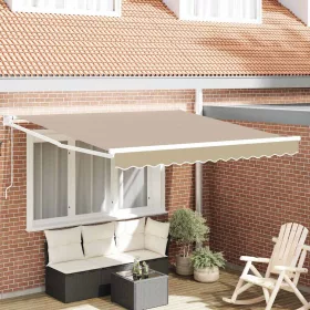    Behúzható napellenző Bézs 350 x 250 cm Pamut és Alumínium