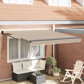    Behúzható napellenző Bézs 350 x 250 cm Pamut és Alumínium