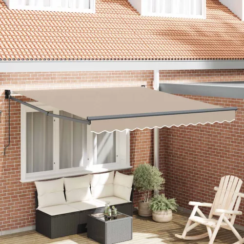  Behúzható napellenző Bézs 350 x 250 cm Pamut és Alumínium
