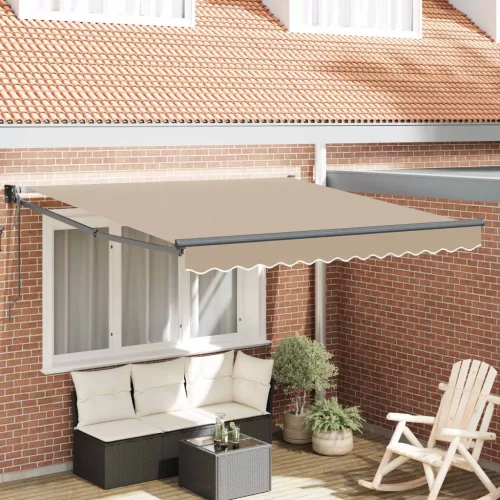  Behúzható napellenző Bézs 350 x 250 cm Pamut és Alumínium